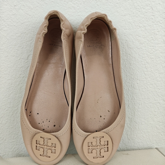 Tory Burch Minnie Ballet Leather Flats In Pink Brick Size 7.5 - Picture 9 of 13